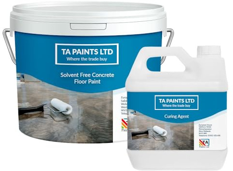 T A Paints Ltd 100% Epoxy Resin Concrete Floor & Garage Paint Low Odour Solvent Free Heavy Duty Two Pack Coating Industrial, Factory Floor Paint 5Kg BS 08 E 51 Yellow