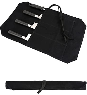 HERSENT Chef's Knife Roll Bag,Portable Travel Chef Knife Case Knife Bag Carrier Storage Bag with 4 Slots Best Gift for Pro Chef or Culinary Enthusiasts Men Women