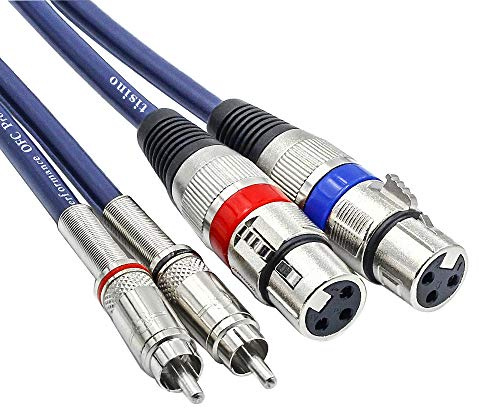 Tisino Doppelte XLR-Buchse auf Cinch-Kabel, Hochleistungskabel, 2 XLR-Buchsen auf 2 Cinch-Stecker, HiFi-Stereo-Audioverbindung, Mikrofonkabel, Drahtkabel- 3m