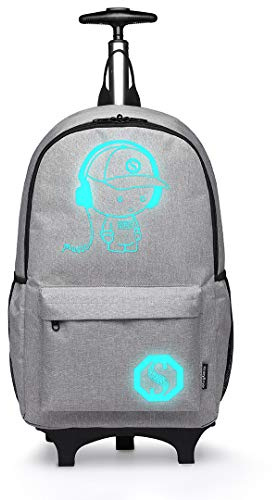 Kono Mochila con Ruedas para Niños, Trolley Escolar Luminosa, Mochila Escolar para Adolescentes, Equipaje de Cabina para Viaje y Uso Diario