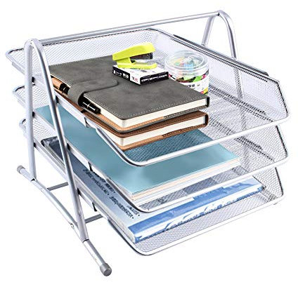 Briefablage, 3 fächer Briefablage Organizer, Ablagefächer für Unterlagen Stapelbare Papiersortierer für A4 Dokumente, für Zuhause Büro Schule 36x31x26.5cm