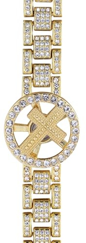 HALUKAKAH Placcato in Oro Reale 18k Bracciale per Uomo - 362 Pezzi di Diamanti Squisiti,Ciondolo a Sroce Girevole,Piccole Cose Agitate - Gioielli Accessori Punk Hip-hop,Regalo per I Propri Cari