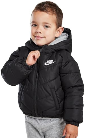 Nike Veste de sport pour enfants Kids Padded Jacket Core Just Do It Full Zip Hooded Coat Black 86K082 023 New (as4, age, 3_years, 4_years, regular)