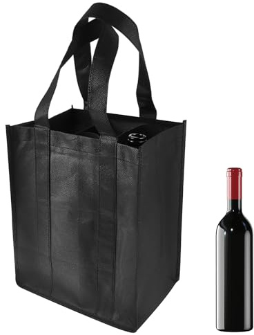 TIESOME Flaschentasche 6 flaschen, Flaschenträger Flaschenkorb Weintragetasche für 6 Flaschen Vlies tragbar waschbar Flaschenträger mit Trennwand für Wein Bierflaschen Camping - 31x25x18cm