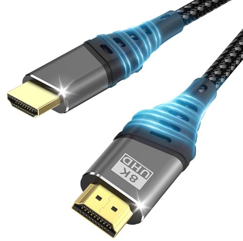 Cable HDMI,Cable HDMI 2.1 Ultra 48Gbps HighSpeed 8K@60Hz 4K@120Hz 7680P eARC HDCP 2.2&2.3 DTS:X Dynamic HDR Dolby Atmos Cable Compatible con HDTV,Xbox,Mac,PC,Portátil,Monitor,Proyector,PS 5/4/3,5M