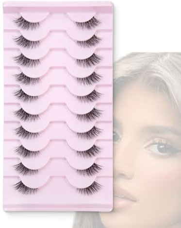 Pestañas Postizas Naturales Medias Pestañas Postizas Banda Tranparente Wispy Pestañas Ojo De Gato 10 Pares Cat Eye Lashes Suave Half Lashes