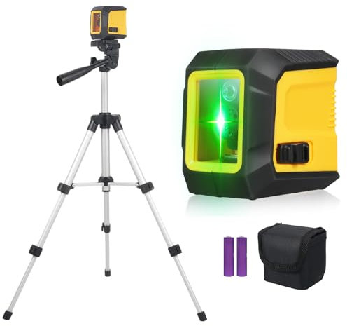 Niveau Laser Vert Auto-nivelant Geevorks, Kit avec Trépied, Laser en Croix pour Accrochage Tableaux, Rénovation Intérieure