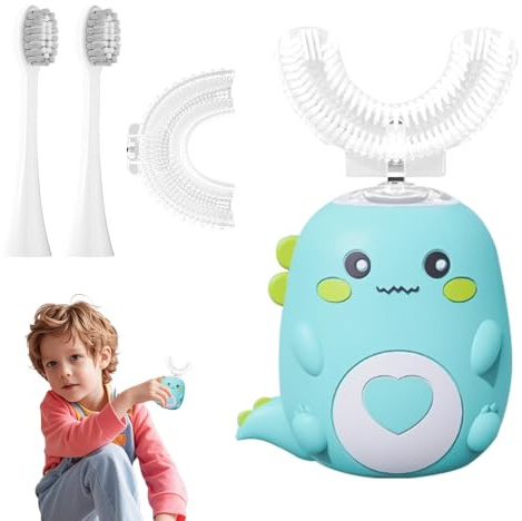 KQWVZ Brosse à Dents électrique En Forme De U Pour Enfants, Brosse à Dents 360° Pour Enfants, étanche Ipx7 Forme De U Brosse à DentsélectriqueEnfants, Brosse a DentsElectrique Enfant