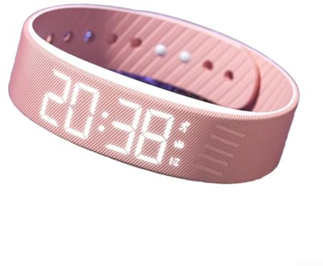 Allthingstore Vattentätt smart armband med tyst vibration väckarklocka sömnmonitor multifunktionell klocka stoppur distansdetektering stegräknare USB-laddning (rosa)
