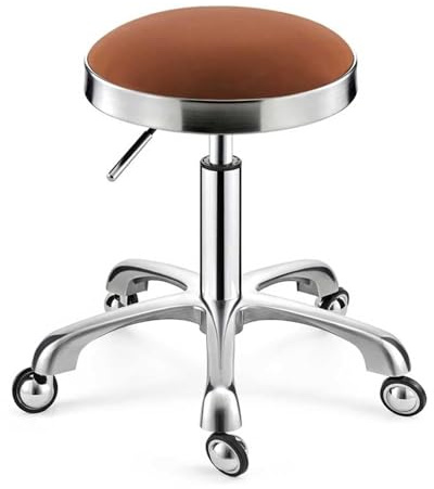 Sadelpall, Beige Silver Rullande Snurrpall Skönhetssalongstol, Läderkudde for Medicinsk Vård, Spa Kontor Manikyr Tatuering(Brown,Gold)