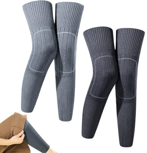 2 Pares de Calentadores de Rodilla de Punto cálidos Calentadores de Rodilla de Lana térmica para Rodillas artríticas Comodidad elástica para Mujeres Hombres, de piernas