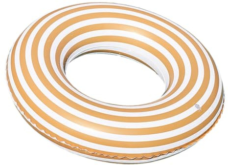 VANZACK Salvagente Gonfiabile in Pvc Strisce Arancioni, Anello da Nuoto Estivo per Adolescenti 80-110 Kg, Resistente All’usura e Leggero, per Piscine, Spiagge e Feste All’aperto