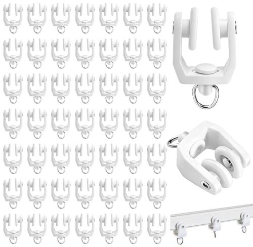 100PCS Curtain Track Gliders,Flexible Plastic Rail Gliders for Ceiling | Smooth Quiet Sliding,Strong Load-bearing,Easy Install for Window,Shower,Wardrobe and Ceiling Track Gliders - White