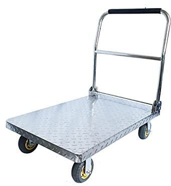 med fällbart handtag och tysta svänghjul for att flytta tunga plattbäddsvagnar(202steel,440lb)
