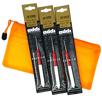 Camtiac Yarn Crochet Hooks Set of 3 Addi Gold Head Thickness 1.25-1.5-1.75
