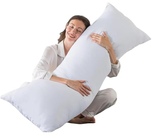 Bedding Home Maternity Support 5ft Bolster Pillow Cuddle Cushion, Side Sleeper Pregnancy Pillow, Long Pillows for Sleeping, Full Body King Size Pillows (King Size - 5ft), White