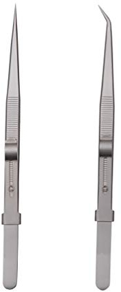 Tweezers, Precision Tweezers Set, Anti-Static Stainless Steel Curved of Tweezers, for Electronics, Laboratory Work, Jewelry-Making, Craft, Soldering, Etc（2 PCS）