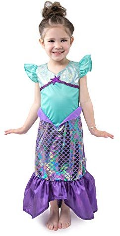 Little Adventures Purple Sparkle Mermaid Princess Dress Up Costume (Medium Age 3-5) - Machine Washable Child Pretend Play and Party Dress with No Glitter