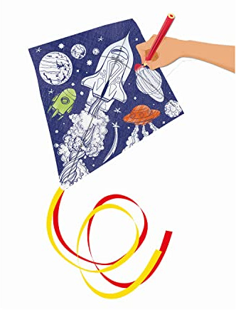 GÜNTHER FLUGSPIELE 1245 - Aquilone monofilamento Paint your Universe, aquilone per bambini da dipingere da soli, pronto a volare, per bambini dai 5 anni, circa 69 x 69 cm