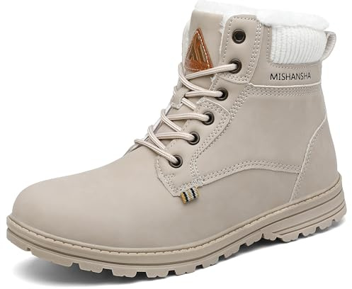 Mishansha Botas de Invierno Mujer Impermeables Senderismo Trekking Cálido Nieve Aire Libre Boots, Invierno Beige 38
