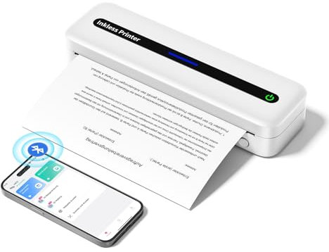 Zoolion M832 Imprimante Thermique Portable A4, 300DPI Bluetooth Compatible avec iOS et Android, Supporte Le Papier Thermique 216/210/110/80/53mm, Idéale pour Les Voyages, Le Bureau, la Maison, Noir