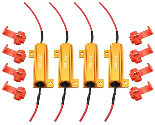 AUXLIGHT 4Pcs Quality 50W 6ohm Load Resistors - Fix LED Bulb Hyper Flash/Error Code, Turn Signal Fast Blinker (Resistors get very hot during working)