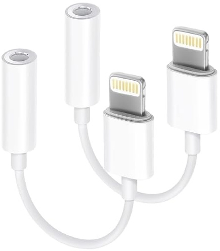2 Pack Lightning to 3.5 mm Headphone Jack Adapter, [Apple MFi Certified] iPhone Dongle Adapter Converter Aux Audio Cable Compatible with iPhone 14/14 Plus/14 Pro/14 Pro Max/13/12/11/XR/XS/X/8/7/iPad