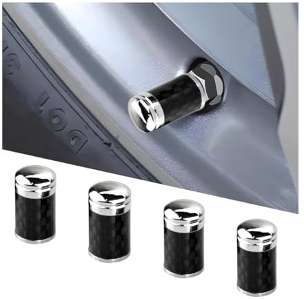 Adunsiaoto 4 Pezzi Tappi Di Tenuta Delle Valvole Dei Pneumatici, Tappo Valvola Auto in Fibra Di Carbonio, Tappi Valvola per Pneumatici Antipolvere, Auto Ruota Cappuccio Universali per Bicycle