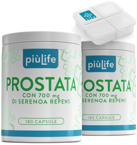 Saw Palmetto Prostate et Confort Urinaire – Palmier Nain Gélules 700mg par dose PiùLife, 2/Jour, Avec Pygeum Africanum et Myrtille Antioxydant, 360 Gélules – Health Man