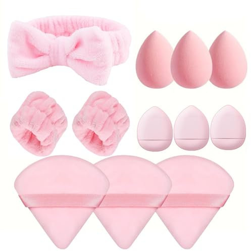 Liwein Set 12 Stück Make up Schwamm Set, Foundation Blending Beauty Sponge für Flüssigkeit Foundation Puder Sonnenschutz und Creme Waschbar Wiederverwendbar Sponge (Rosa)