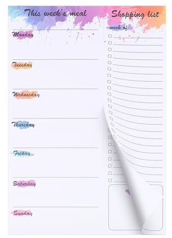 Thboxes Magnetic Weekly Meal Planner and Shopping List Pad, 60 Sheets