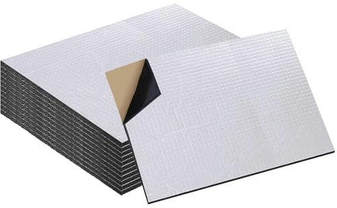 Tapis D’Isolation Acoustique,12 Pièces Tapis de Voiture Isolant Tapis 5mm Amortisseur d'Isolation Phonique Thermique Sonore Autocollant Imperméable pour Moteur Voiture Toit Fenêtre