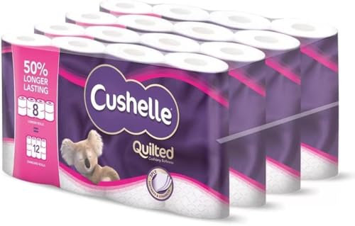 Cushelle Original Toilet Tissue 50% More Quilted 3-PLY 4 x 8 roll 32 mega Pack by Kandy Collection