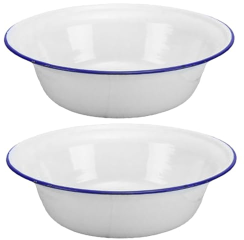 SOIMISS 2pezzi Ciotola Smaltata Spessa Scodelle Vintage Tradizionali Multifunzione Resistenti e Sicure Per Impastare Insalate Zuppe e Frutta Design Classico Cinese