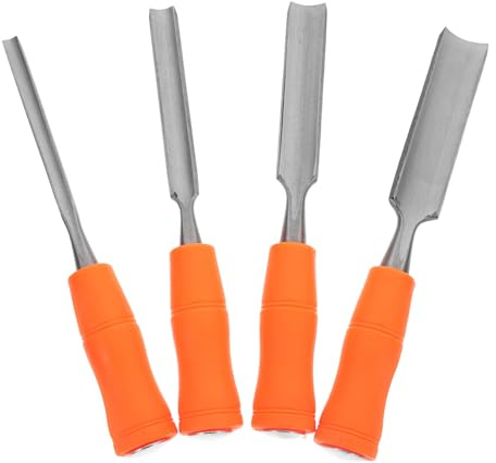LIFKOME 4 Pezzi Scalpelli per Intaglio Legno in Acciaio con Impugnatura Ergonomica in Legno Scalpelli Mezzi Tondi per Falegnameria e Scultura Professionale Strumenti Resistenti per