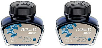 Pelikan 4001 Tintenglas 30 ml, blau/schwarz, 2 Stück, 3,7 x 6,1 x 6,1 cm