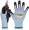 DEX FIT Level 5 Cut Resistant Gloves Cru553, 3D Comfort Stretch Fit, Power Grip, Durable Foam Nitrile, Smart Touch, Machine Washable, Thin & Lightweight, Blue 8 (M) 3 Pairs