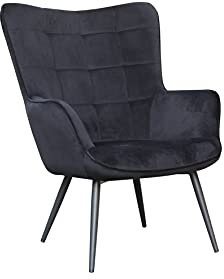 byLIVING Sessel Uta/Samtstoff schwarz/Gestell schwarz pulverbeschichtet/Relaxsessel/Armlehnen-Sessel/B 72, H 97, T 80 cm