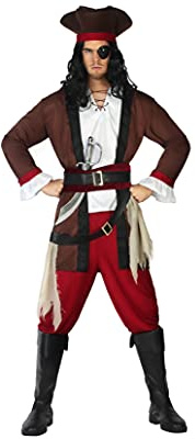 Atosa | Déguisement Pirate Homme Adulte Marron | Costume complet de corsaire avec chapeau, veste, pantalon et ceintures | Inspiré par Barbe Noire | Parfait pour le carnaval et les fêtes à thème | XXL
