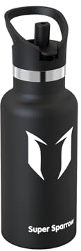 Super Sparrow Botella Agua Niños Acero Inoxidable - Botellas Termica 350ml - Sin BPA - Termo Cantimplora con Pajita Vacío, para Deporte, Viaje, Escuela, Exterior, Oficina