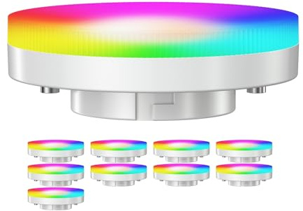 ledscom.de 10x GX53 LED RGB Leuchtmittel, warmweiß - kaltweiß (2900-6100 K), 6,6 W, 670lm, 107°, Smart Home, WLAN, Alexa, matt