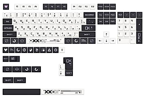 NURCIX Dicke PBT Tastenkappen 128 Tasten XDA CS:GO Profil Tastenkappen Set für Mechanische Tastatur in Schwarz