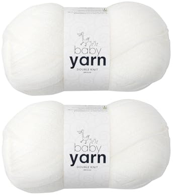 Korbond Lot de 2 pelotes de laine acrylique pour bébé - 100 g - Léger, hypoallergénique et durable - Pour crochet et tricot - Blanc