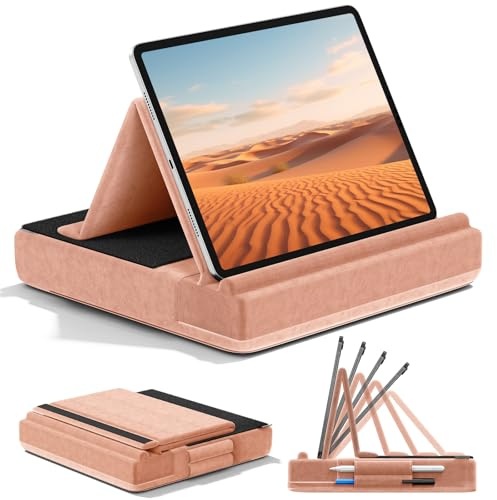 KDD Soporte de Almohada para Tablet Soporte de Almohada Plegable para iPad con ángulo Ajustable Cama y Escritorio Soporte Tablet con Soportes para Lápiz Táctil para iPad Pro 12.9 11 Air Mini