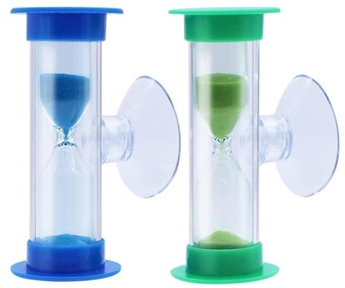 Hinapan 4 piezas reloj de arena con ventosa, temporizador de cepillo de dientes para niños, 2 minutos, 3 minutos, giratorio, colorido, reloj de arena con ventosa, temporizador para niños, juegos,