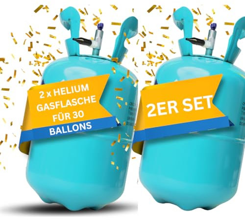Brogaz 2x Ballongas [für 60 Luftballons]– Helium Balloon Gas für bis zu [60 Luftballons] – Ballongas - 2x Helium Gasflasche klein inkl. STAHLMANN ® Informationsblatt