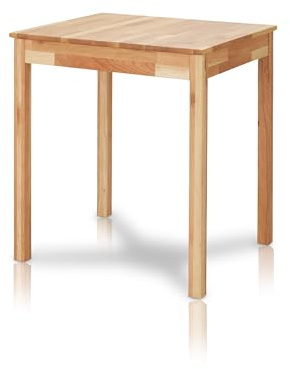 KHG Esstisch Eiche Massivholz 70x60 cm - Landhausstil, gerade Kante, für 2-4 Personen, Zeitloser Holztisch, kompakt, Höhe 75 cm - Küchentisch klein & robust