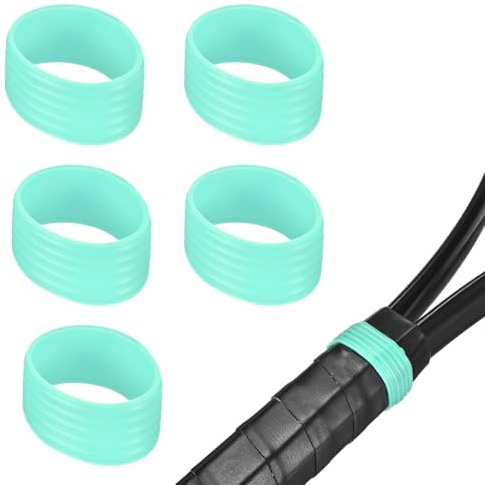 M METERXITY 5-Pack Tennis Racket Silicone Rings, Non-Slip Racket Rubber Ring Absorbent Overgrip in Place for Pickleball/Racquetball/Badminton/Squash/Baseball Bat Handle[Sky Blue]