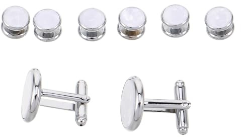 JOINPAYA Gemelos de Fiesta para Hombres Diseño Redondo de Concha y Cobre, Estilo Francés Elegante y Resistente, Cierre Fácil para Camisa de Negocios y Eventos Formales