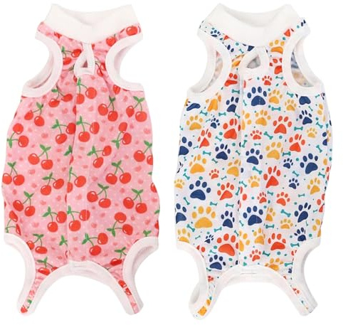 UJBVCX 2PCS Traje de Recuperación para Perros, Protector de Heridas Abdominales, Después de la Castración Body Postoperatorio Perro Ropa（M）